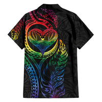 New Zealand Pride Family Matching Off Shoulder Maxi Dress and Hawaiian Shirt Takatapui Rainbow Fern LT7 - Polynesian Pride