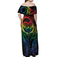 New Zealand Pride Off Shoulder Maxi Dress Takatapui Rainbow Fern