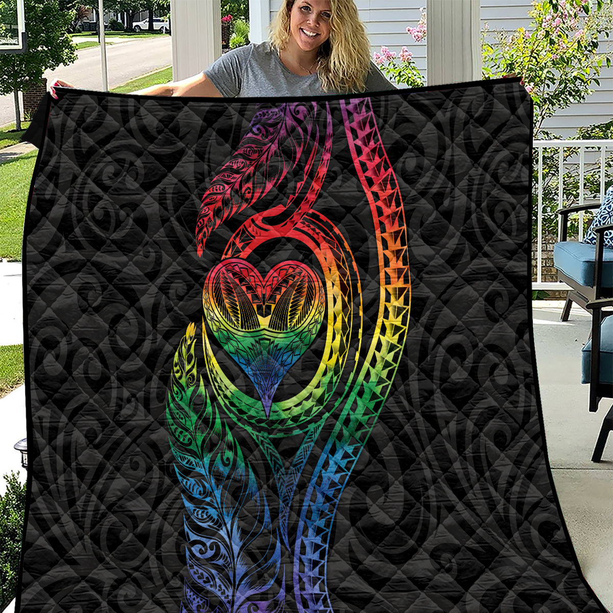 New Zealand Pride Quilt Takatapui Rainbow Fern LT7 Colorful - Polynesian Pride