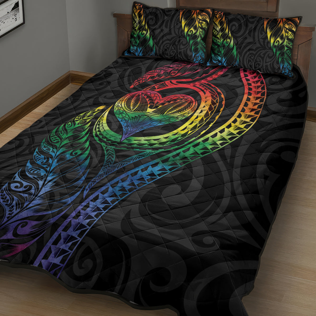 New Zealand Pride Quilt Bed Set Takatapui Rainbow Fern