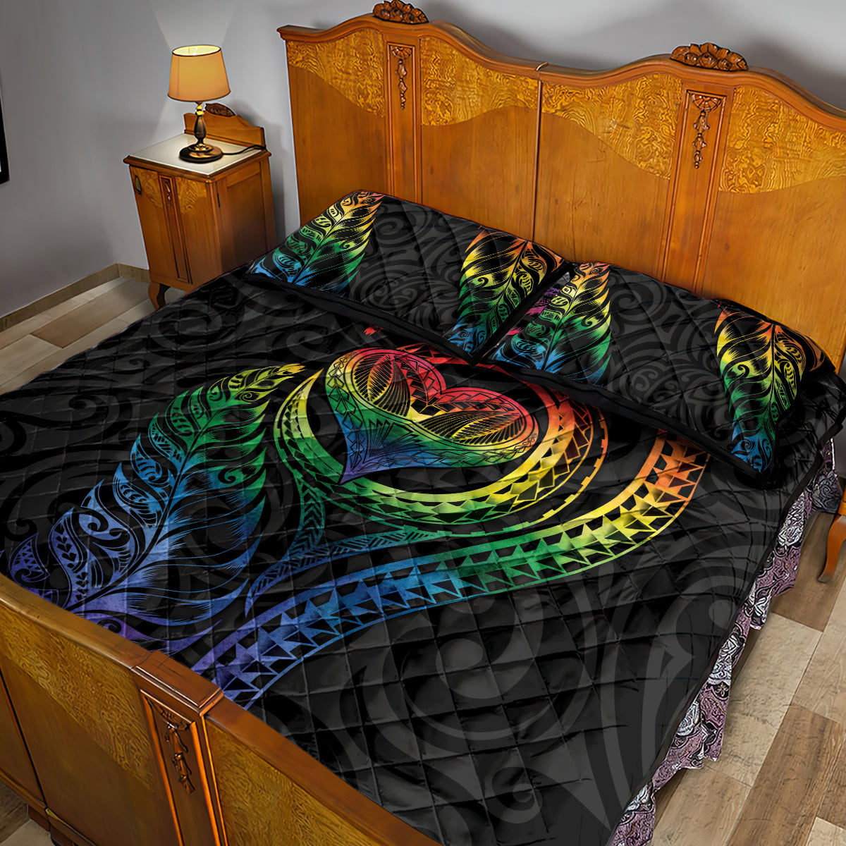 New Zealand Pride Quilt Bed Set Takatapui Rainbow Fern