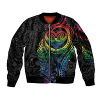 New Zealand Pride Sleeve Zip Bomber Jacket Takatapui Rainbow Fern
