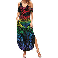 New Zealand Pride Summer Maxi Dress Takatapui Rainbow Fern