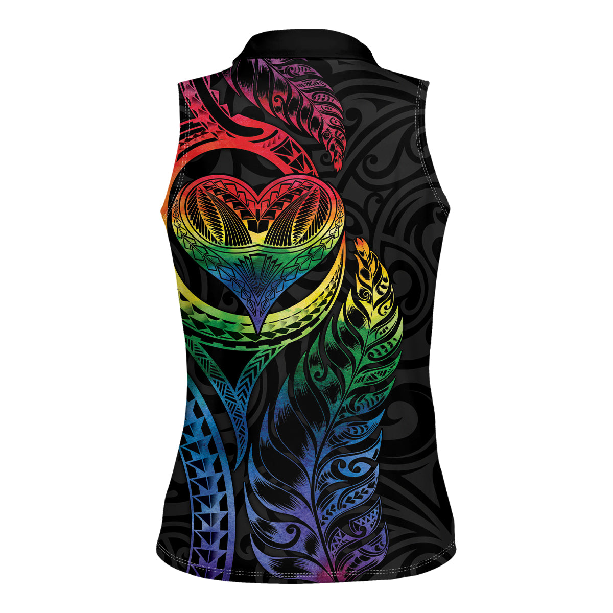 New Zealand Pride Women Sleeveless Polo Shirt Takatapui Rainbow Fern LT7 - Polynesian Pride