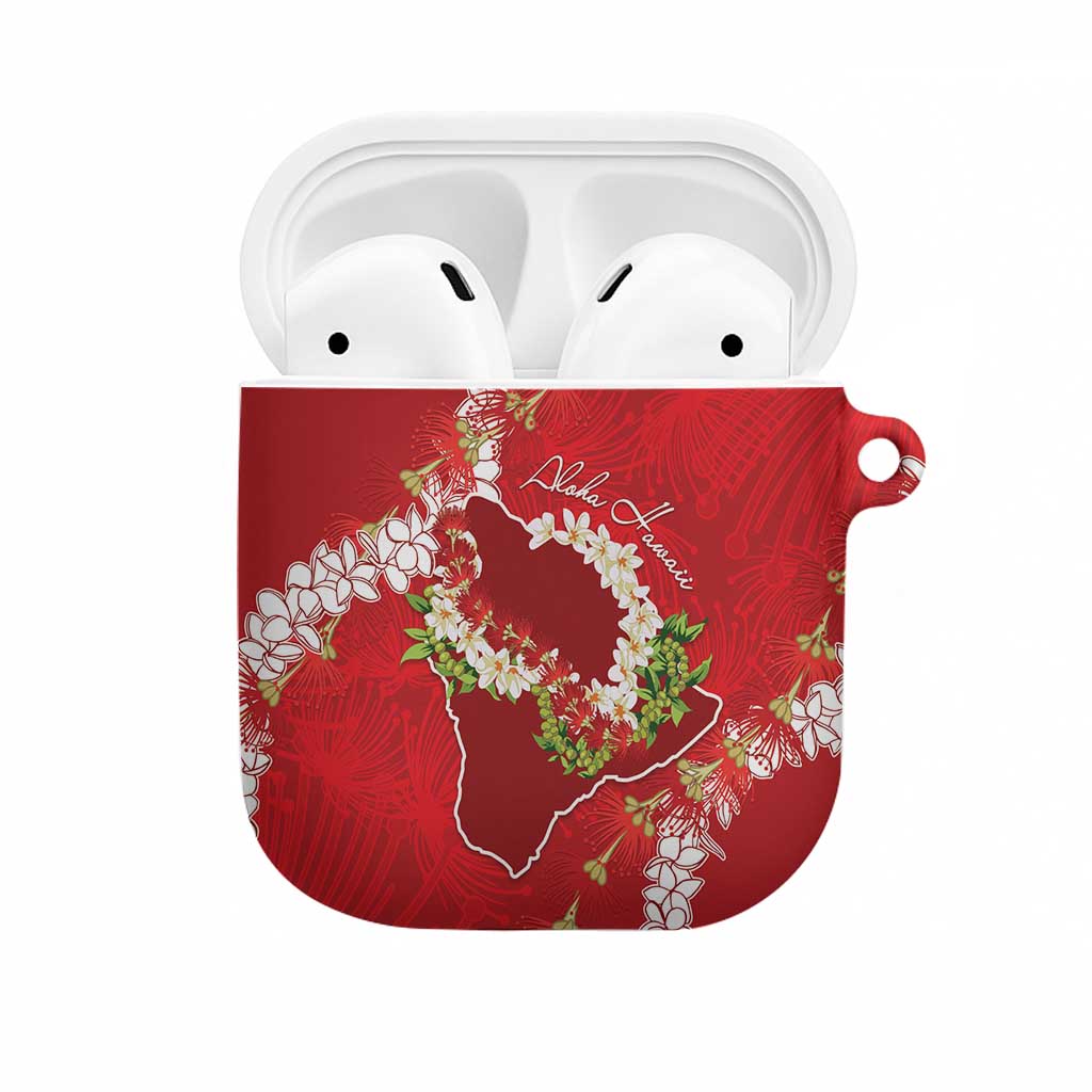Hawaii Island Flowers Lei AirPods Case Ohia Lehua Scarlet Red LT7 Red - Polynesian Pride
