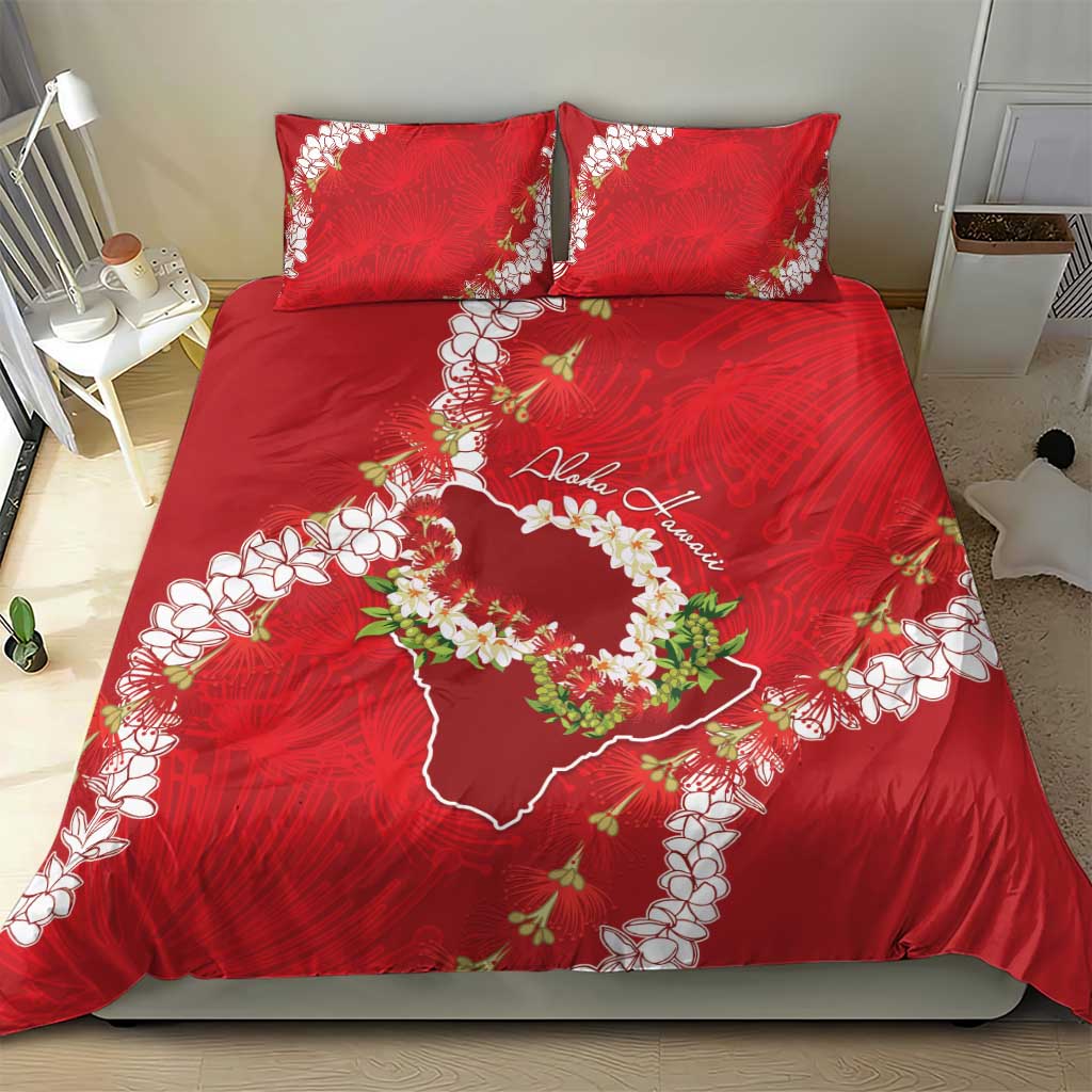 Hawaii Island Flowers Lei Bedding Set Ohia Lehua Scarlet Red LT7 - Polynesian Pride