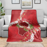 Hawaii Island Flowers Lei Blanket Ohia Lehua Scarlet Red