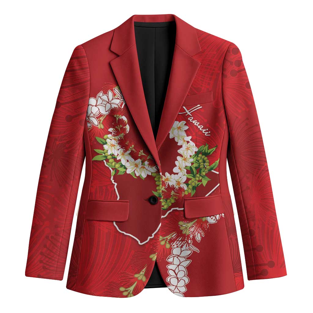 Hawaii Island Flowers Lei Blazer Ohia Lehua Scarlet Red LT7 Unisex Red - Polynesian Pride