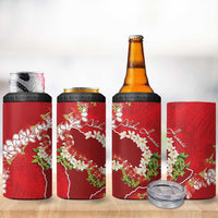 Hawaii Island Flowers Lei 4 in 1 Can Cooler Tumbler Ohia Lehua Scarlet Red LT7 - Polynesian Pride