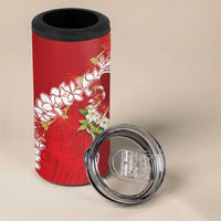 Hawaii Island Flowers Lei 4 in 1 Can Cooler Tumbler Ohia Lehua Scarlet Red LT7 - Polynesian Pride