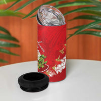 Hawaii Island Flowers Lei 4 in 1 Can Cooler Tumbler Ohia Lehua Scarlet Red LT7 - Polynesian Pride