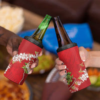 Hawaii Island Flowers Lei 4 in 1 Can Cooler Tumbler Ohia Lehua Scarlet Red LT7 - Polynesian Pride