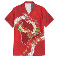 Hawaii Island Flowers Lei Family Matching Off The Shoulder Long Sleeve Dress and Hawaiian Shirt Ohia Lehua Scarlet Red LT7 Dad's Shirt - Short Sleeve Red - Polynesian Pride