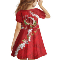 Hawaii Island Flowers Lei Family Matching Tank Maxi Dress and Hawaiian Shirt Ohia Lehua Scarlet Red LT7 - Polynesian Pride