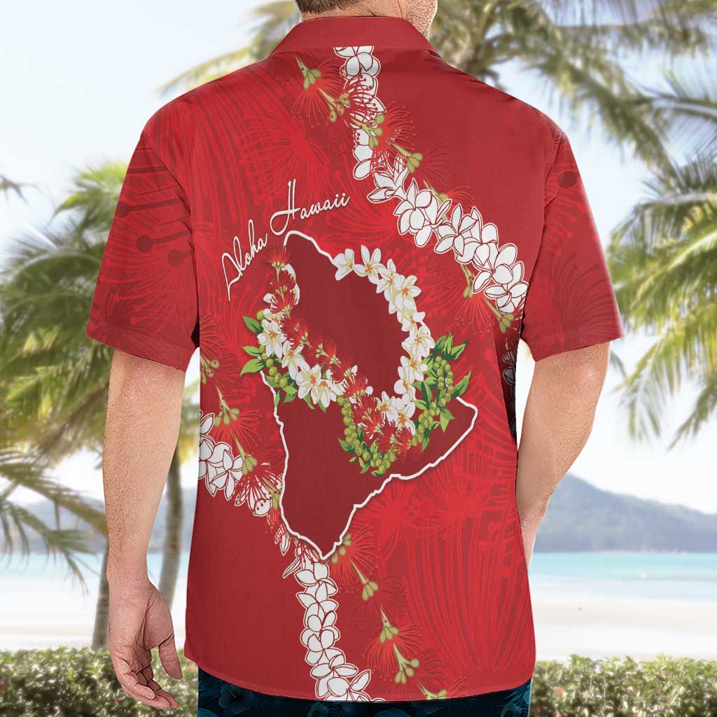 Hawaii Island Flowers Lei Hawaiian Shirt Ohia Lehua Scarlet Red LT7 - Polynesian Pride