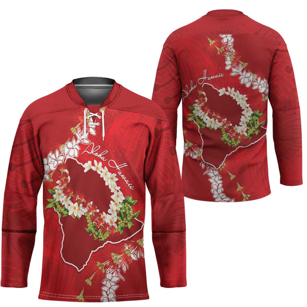 Hawaii Island Flowers Lei Hockey Jersey Ohia Lehua Scarlet Red LT7 - Polynesian Pride