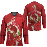 Hawaii Island Flowers Lei Hockey Jersey Ohia Lehua Scarlet Red LT7 - Polynesian Pride
