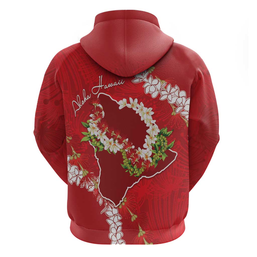 Hawaii Island Flowers Lei Hoodie Ohia Lehua Scarlet Red LT7 - Polynesian Pride