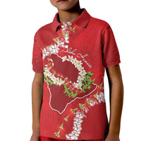Hawaii Island Flowers Lei Kid Polo Shirt Ohia Lehua Scarlet Red LT7 Kid Red - Polynesian Pride