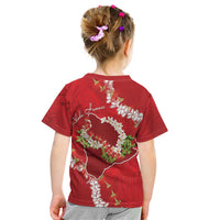 Hawaii Island Flowers Lei Kid T Shirt Ohia Lehua Scarlet Red LT7 - Polynesian Pride