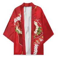 Hawaii Island Flowers Lei Kimono Ohia Lehua Scarlet Red