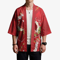 Hawaii Island Flowers Lei Kimono Ohia Lehua Scarlet Red