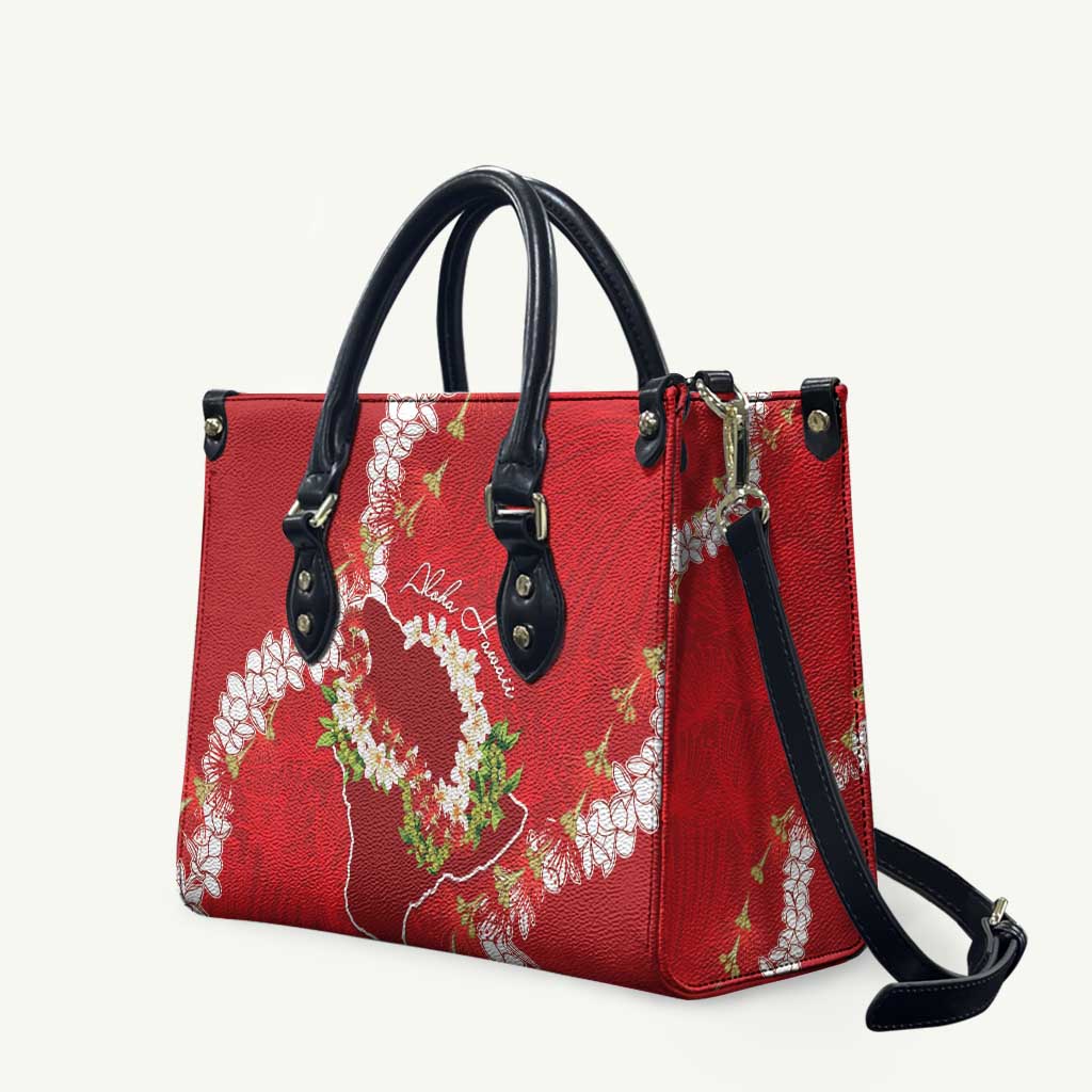 Hawaii Island Flowers Lei Leather Bag Ohia Lehua Scarlet Red LT7 Red - Polynesian Pride