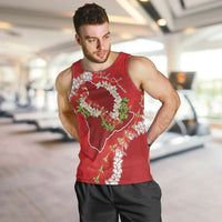 Hawaii Island Flowers Lei Men Tank Top Ohia Lehua Scarlet Red