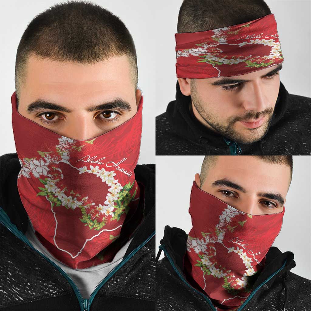 Hawaii Island Flowers Lei Neck Gaiter Ohia Lehua Scarlet Red