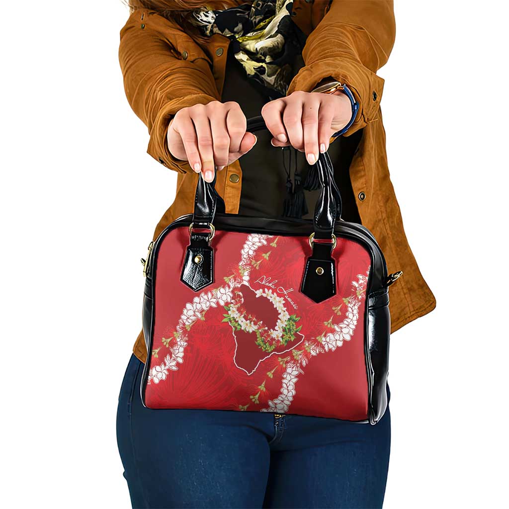 Hawaii Island Flowers Lei Shoulder Handbag Ohia Lehua Scarlet Red LT7 One Size Red - Polynesian Pride