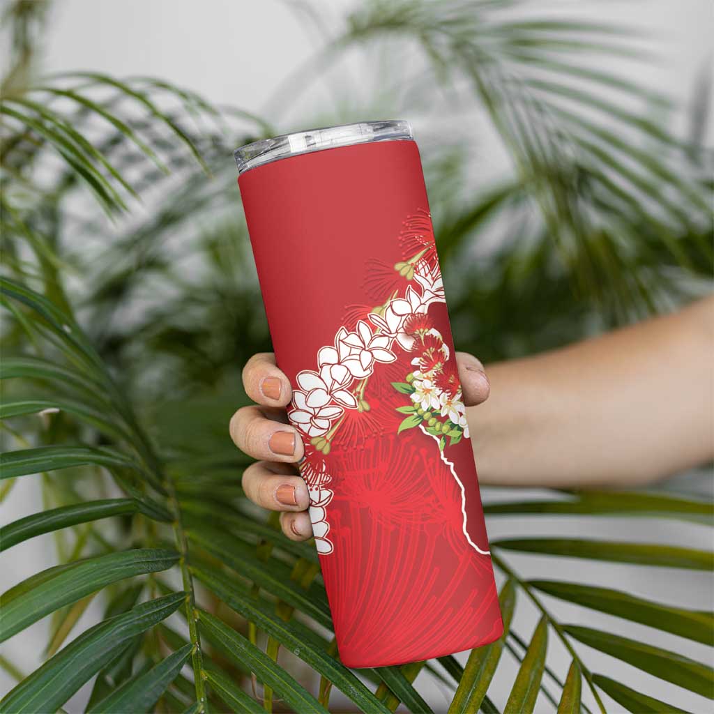 Hawaii Island Flowers Lei Skinny Tumbler Ohia Lehua Scarlet Red