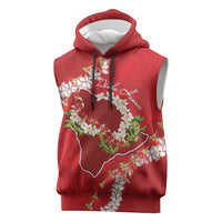 Hawaii Island Flowers Lei Sleeveless Hoodie Ohia Lehua Scarlet Red LT7 Red - Polynesian Pride
