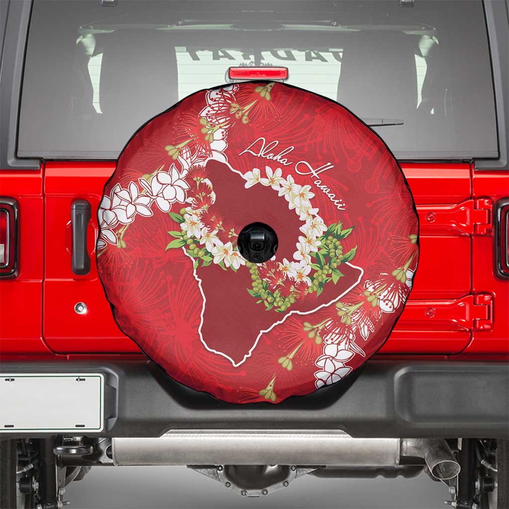 Hawaii Island Flowers Lei Spare Tire Cover Ohia Lehua Scarlet Red LT7 - Polynesian Pride