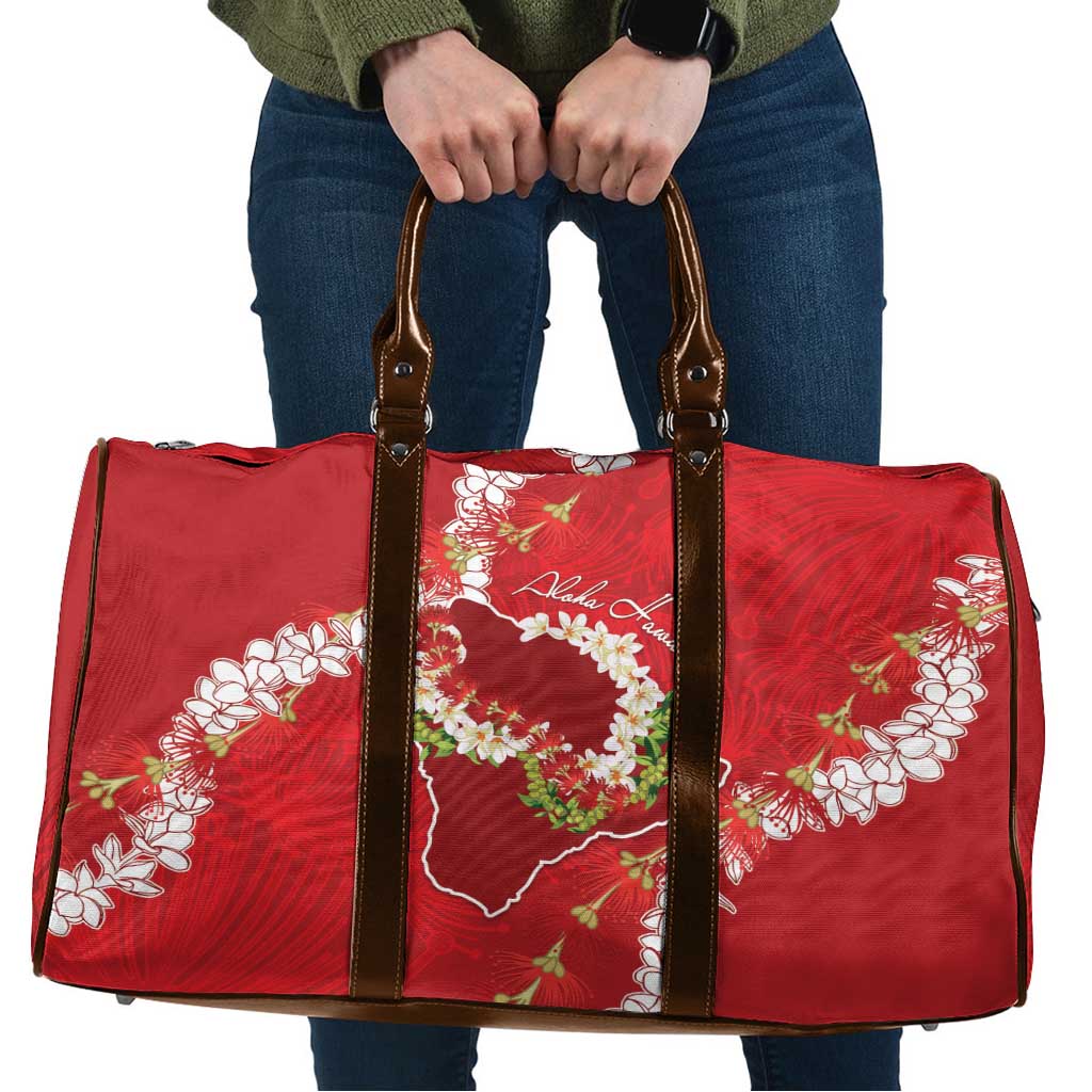 Hawaii Island Flowers Lei Travel Bag Ohia Lehua Scarlet Red LT7 Red - Polynesian Pride