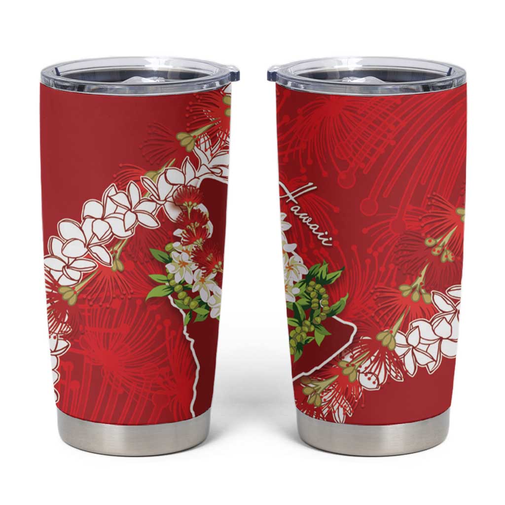 Hawaii Island Flowers Lei Tumbler Cup Ohia Lehua Scarlet Red LT7 Red - Polynesian Pride