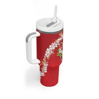 Hawaii Island Flowers Lei Tumbler With Handle Ohia Lehua Scarlet Red LT7 - Polynesian Pride