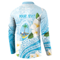 Guam Chamorro Guasali Flowers Button Sweatshirt Aqua Gradient