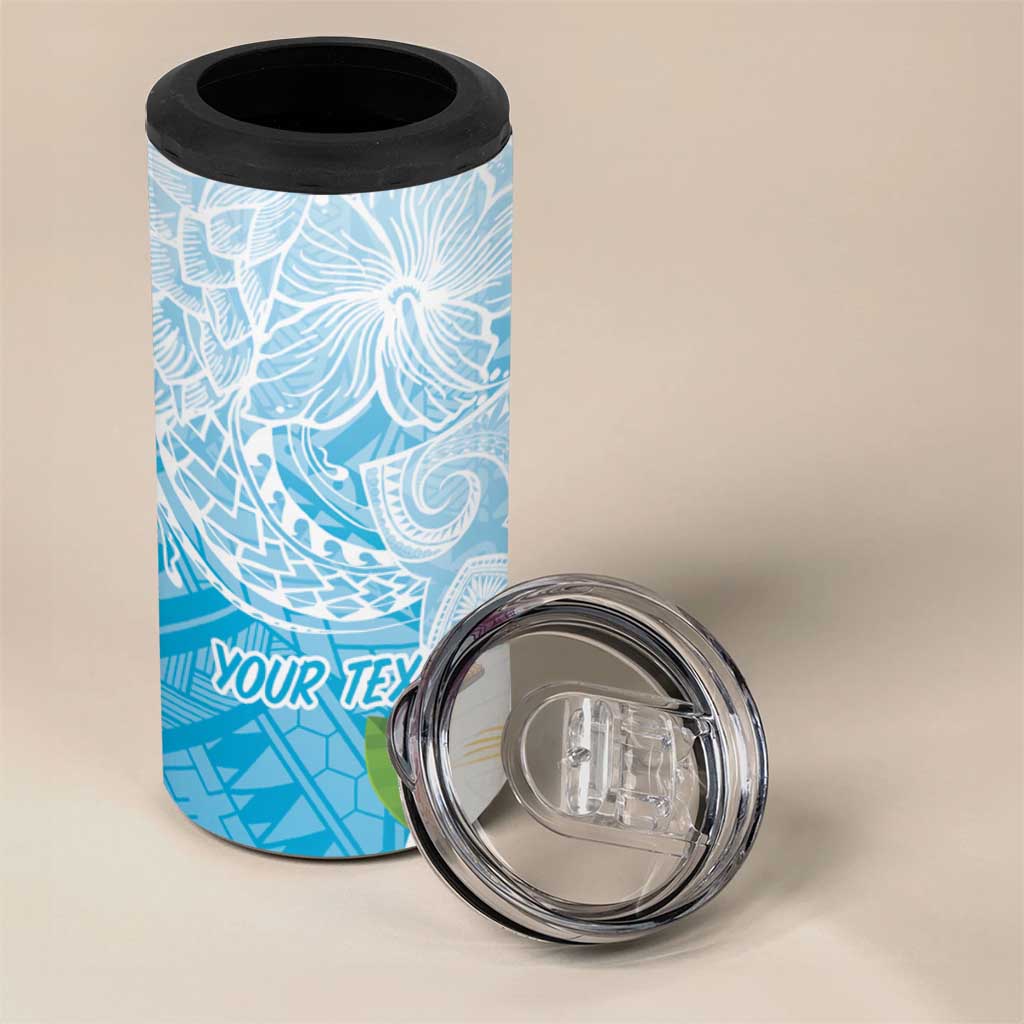 Guam Chamorro Guasali Flowers 4 in 1 Can Cooler Tumbler Aqua Gradient