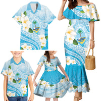 Guam Chamorro Guasali Flowers Family Matching Mermaid Dress and Hawaiian Shirt Aqua Gradient LT7 - Polynesian Pride