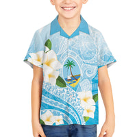 Guam Chamorro Guasali Flowers Family Matching Puletasi and Hawaiian Shirt Aqua Gradient LT7 Son's Shirt Aquamarine - Polynesian Pride
