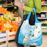 Guam Chamorro Guasali Flowers Grocery Bag Aqua Gradient