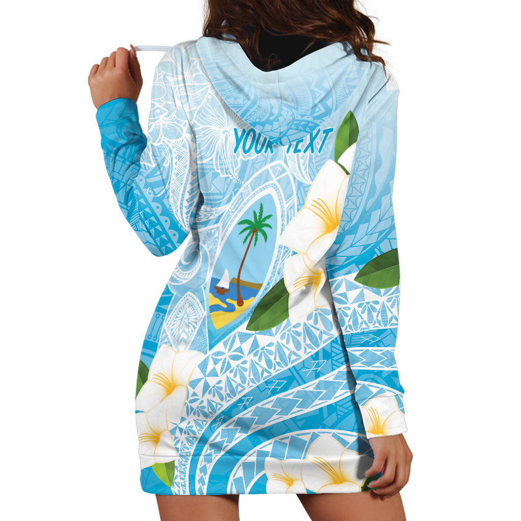 Guam Chamorro Guasali Flowers Hoodie Dress Aqua Gradient
