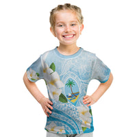 Guam Chamorro Guasali Flowers Kid T Shirt Aqua Gradient LT7 Aquamarine - Polynesian Pride