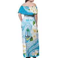 Guam Chamorro Guasali Flowers Off Shoulder Maxi Dress Aqua Gradient