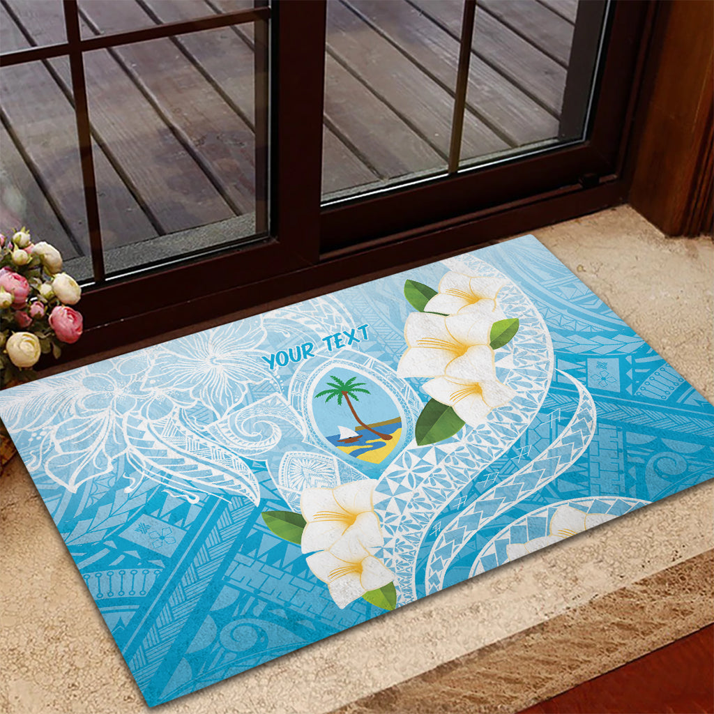 Guam Chamorro Guasali Flowers Rubber Doormat Aqua Gradient LT7