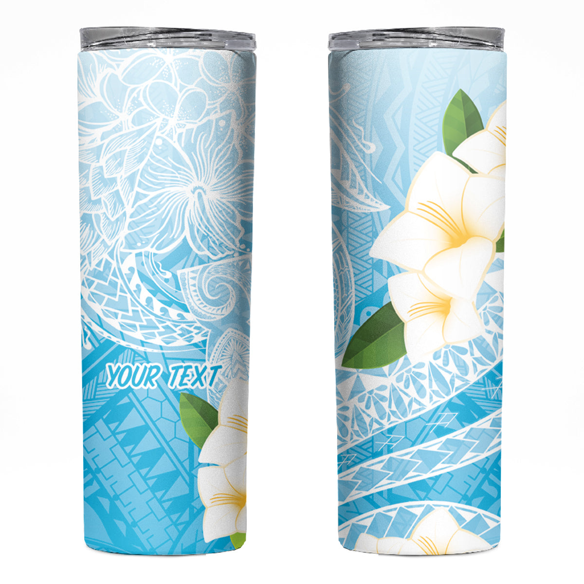 Guam Chamorro Guasali Flowers Skinny Tumbler Aqua Gradient LT7