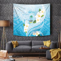 Guam Chamorro Guasali Flowers Tapestry Aqua Gradient LT7