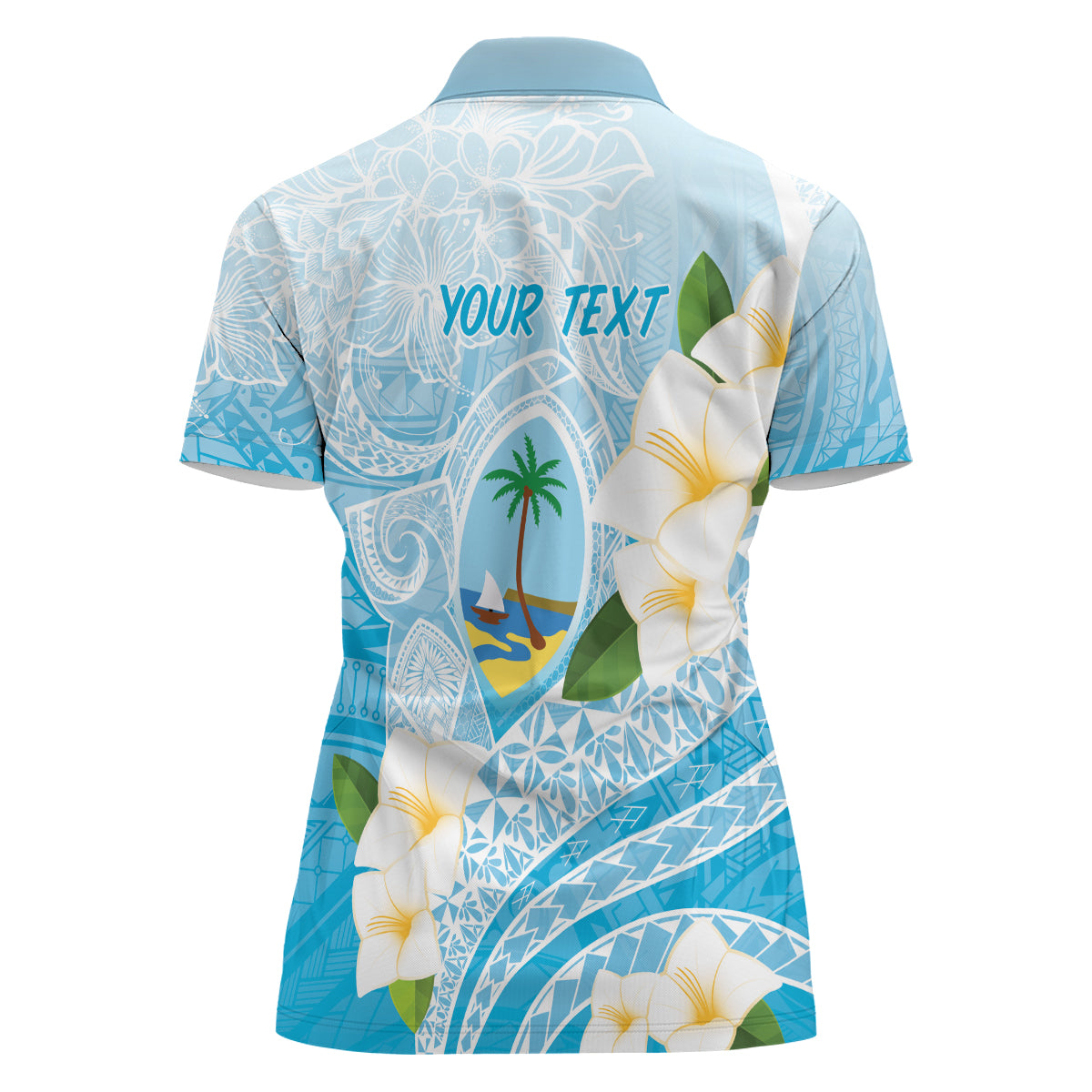Guam Chamorro Guasali Flowers Women Polo Shirt Aqua Gradient