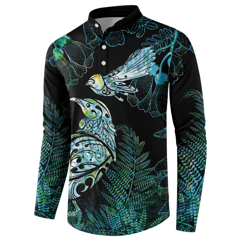 Aotearoa Maori Mahuru Button Sweatshirt Spring Time - Paua Shell Green LT7 - Polynesian Pride