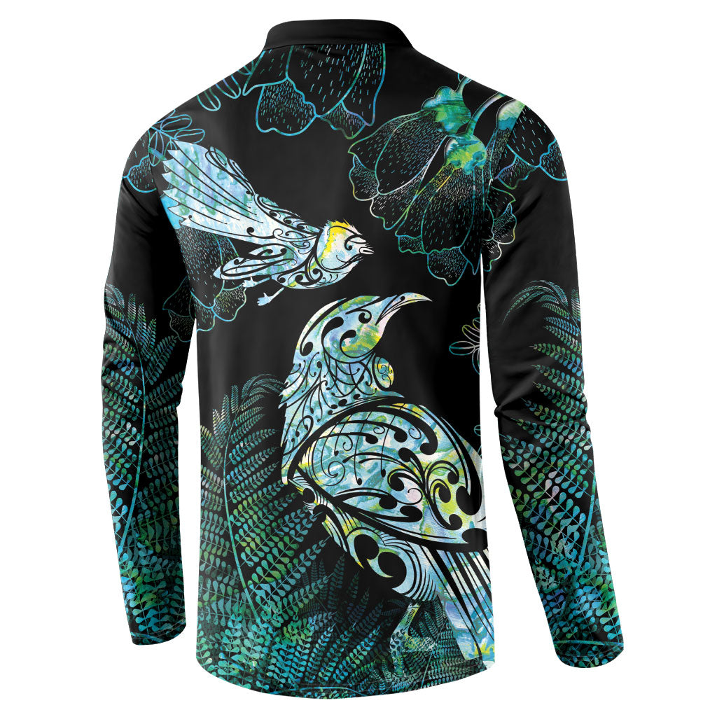 Aotearoa Maori Mahuru Button Sweatshirt Spring Time - Paua Shell Green LT7 - Polynesian Pride